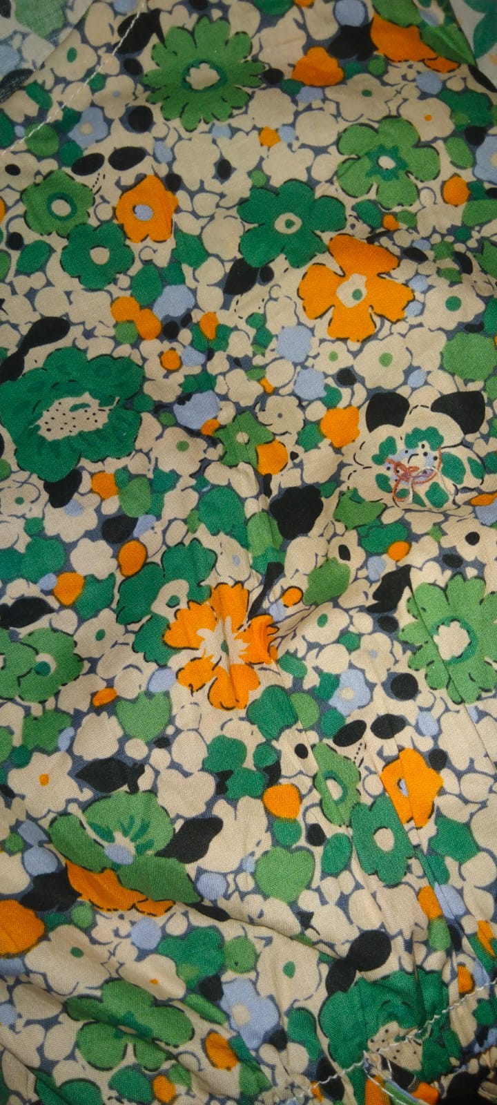 Orange Green Flower Half Sleeve Cream Skate Fish Girls ( R-456 )