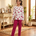 Pink Flower All Over Print Pink Trouser Shirt Girls ( R-13,237 )
