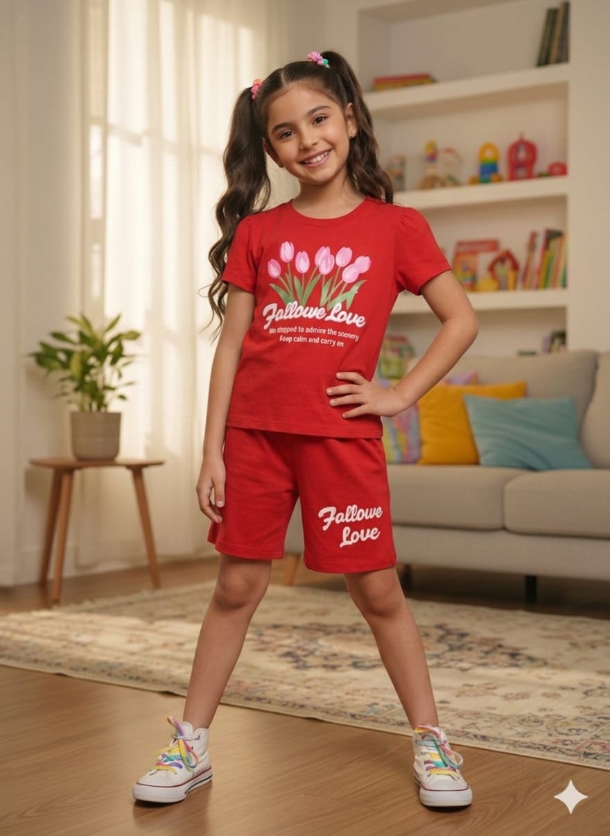 Fall over Love Red Nicker Suit Girls ( R-13-22 )