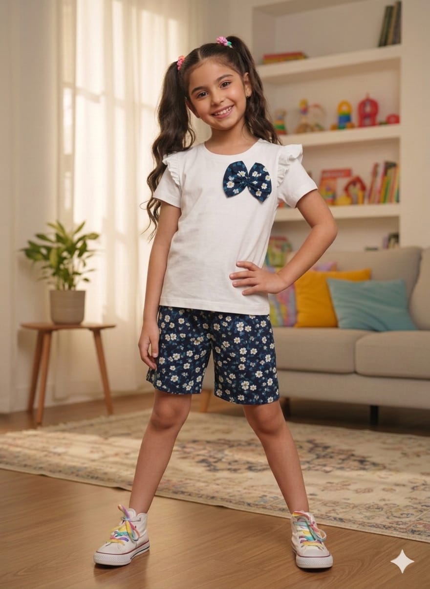 Bow Logo White Nicker Suit Girls ( R-416 )