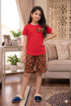Bow Logo Red Nicker Suit Girls ( R-192 )