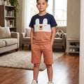 Bear Smile Navy Peach Nicker Suit Boys ( R-190 , R-293 )