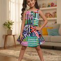 Multi Line White Skirt Suit Girls ( R-173 )