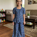 Blue Flower AOP Navy Frock Suit Girls ( R-530 )