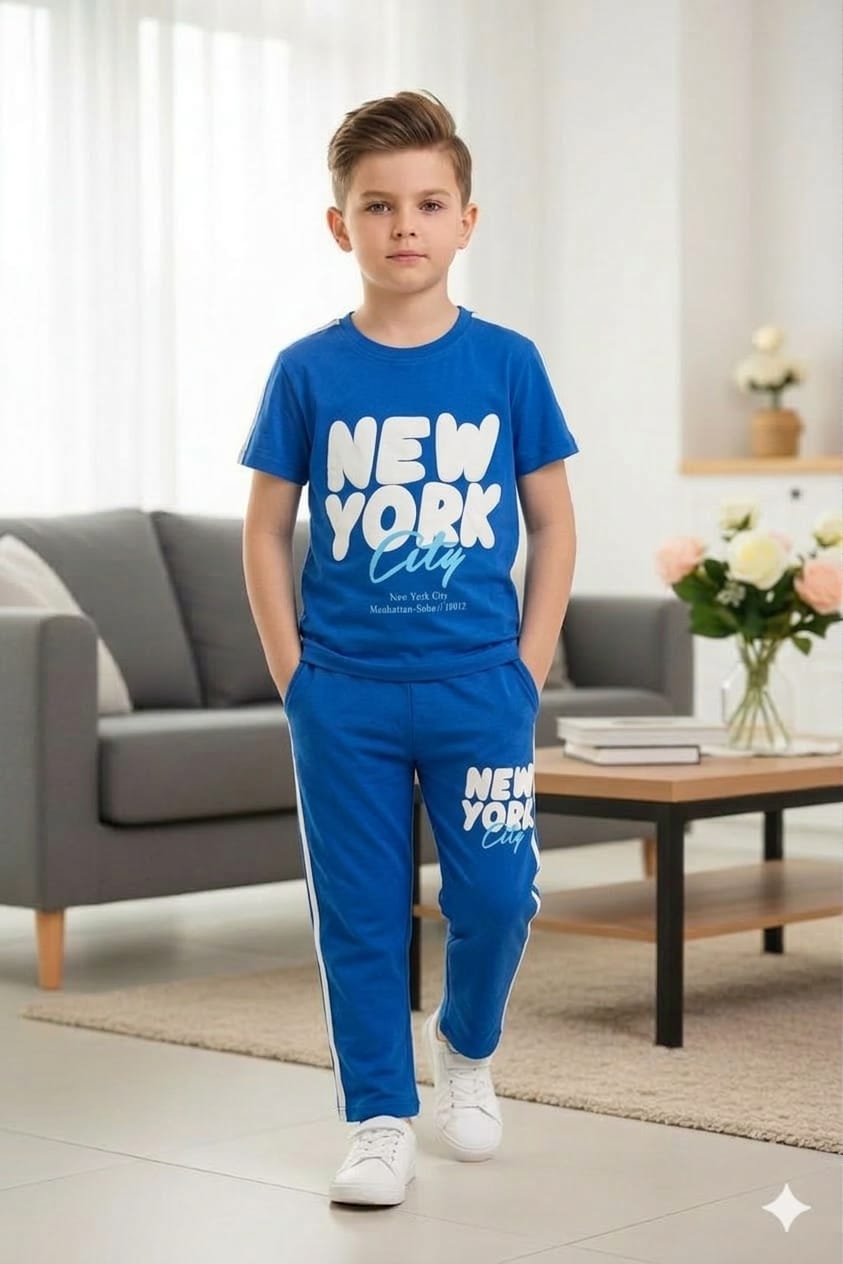 New York Royal Blue Trouser Shirt Boys
