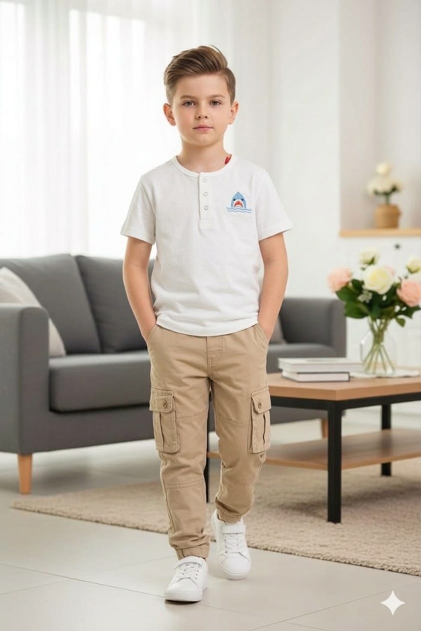 Dolphin Logo White T-Shirt Boys ( R-399 )