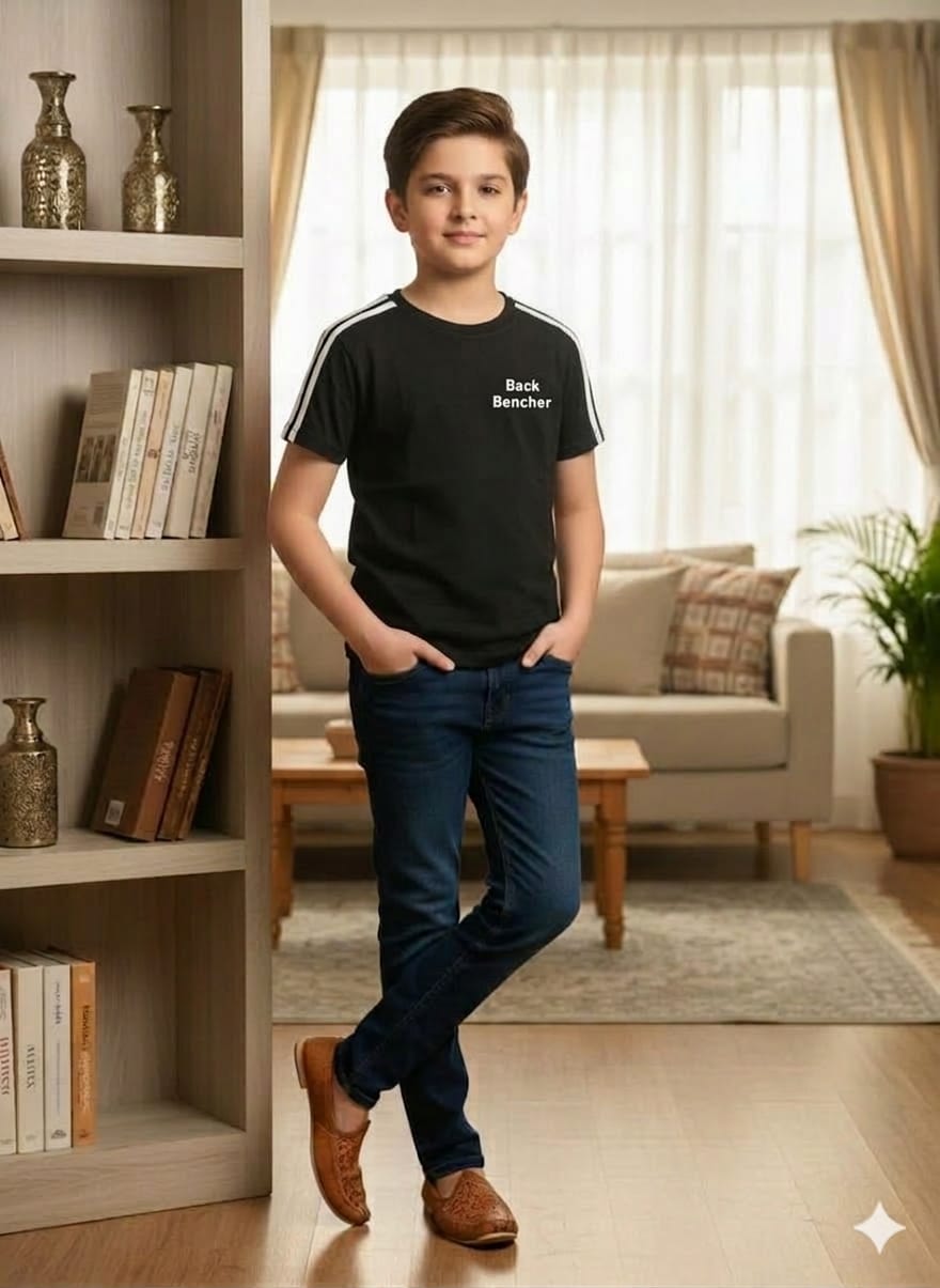 BB Logo Arms Pati Black T-Shirt Boys ( R-456 )