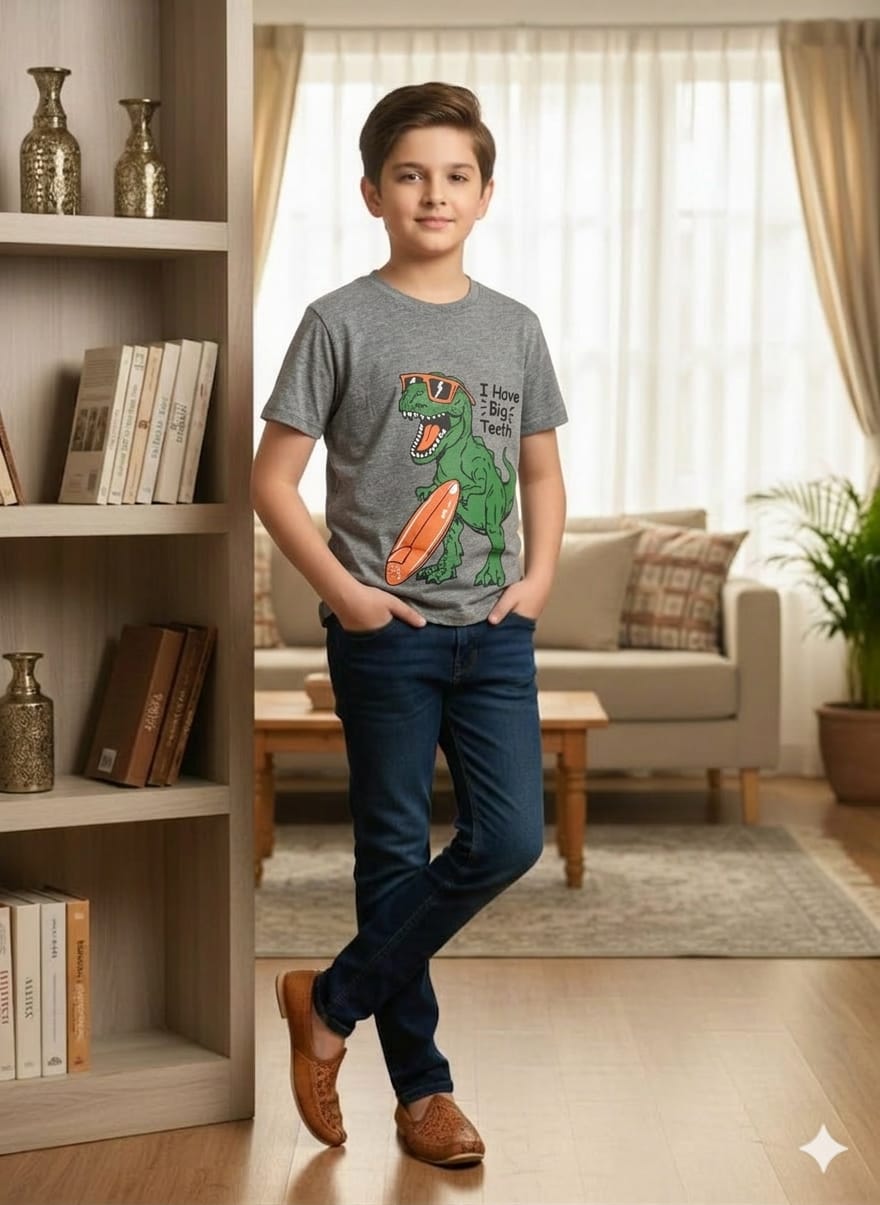 Dino Print Charcoal T-Shirt Boys ( R-181 )