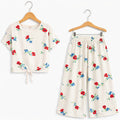Red Blue Flower Half Sleeve Off-White Skate Fish Girls ( R-173 )