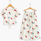 Red Blue Flower Half Sleeve Off-White Skate Fish Girls ( R-173 )