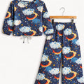 Cloud Print Full Sleeve Navy Skate Fish Girls ( R-432 )