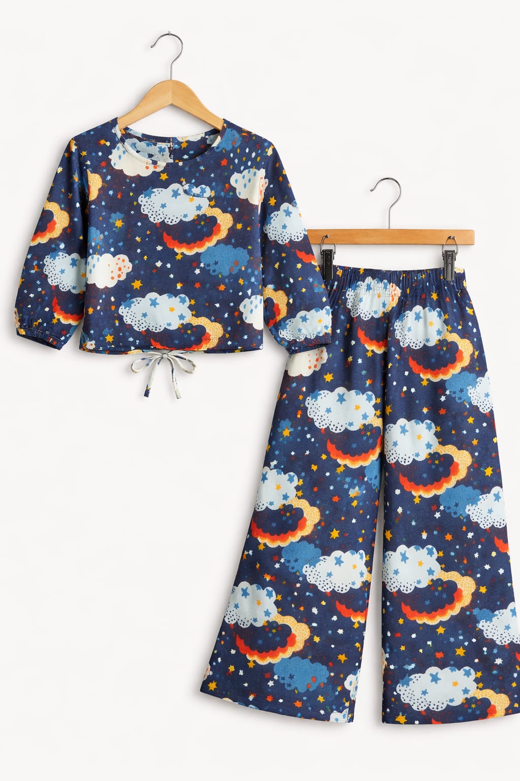 Cloud Print Full Sleeve Navy Skate Fish Girls