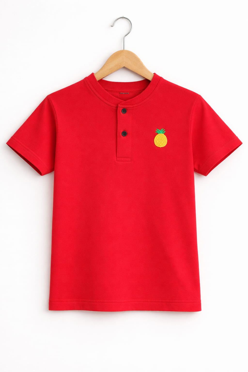 Pineapple Logo Red Henley Polo Boys ( R-407 )