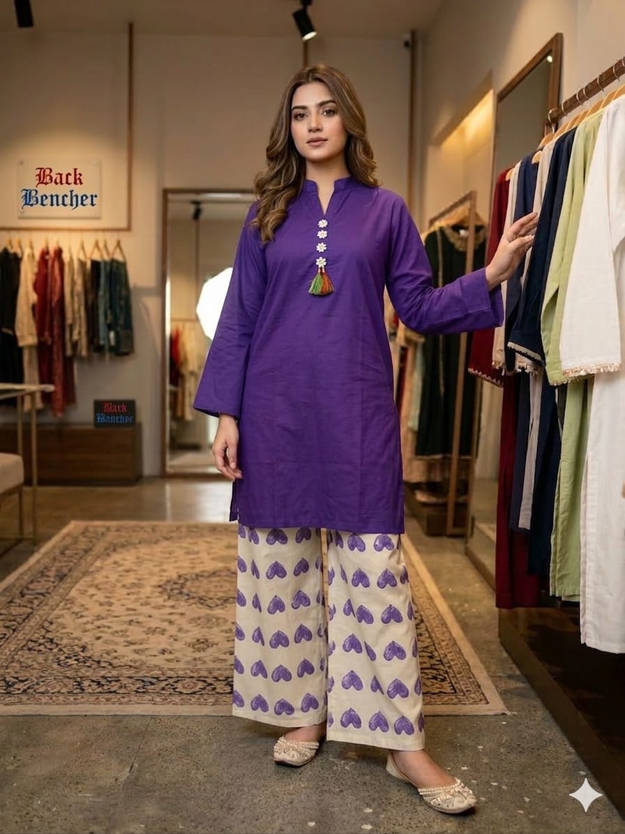 Simple Purple 2Pcs Suit Women ( R-377 )