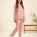 Pink Flower Cream Night Suit(R-374N)