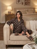 White Dots Chocolate Night Suit