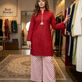Simple Red 2Pcs Suit Women ( R- 373 N )