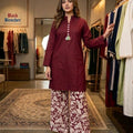 Simple Mahroon 2Pcs Suit Women ( R-N )