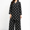 Bow Print Black Collar Suit Women ( R-128 N )