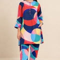 Multi Shade  All Over Print Multi Color 2Pcs Suit Women(R-374N)