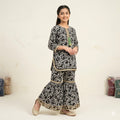 Black Heart All Over Print White Gharara Suit Girls ( R-207 )