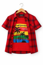 California Red Inner Red Check D/Casual Shirt ( R-457 )
