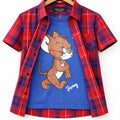 Jerry Print Royal Blue Inner Red Check D/Casual Shirt (R-301 N)