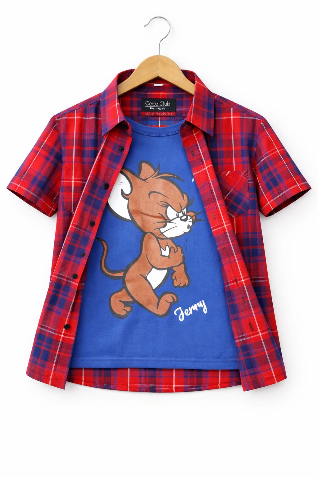 Jerry Print Royal Blue Inner Red Check D/Casual Shirt (R-301 N)