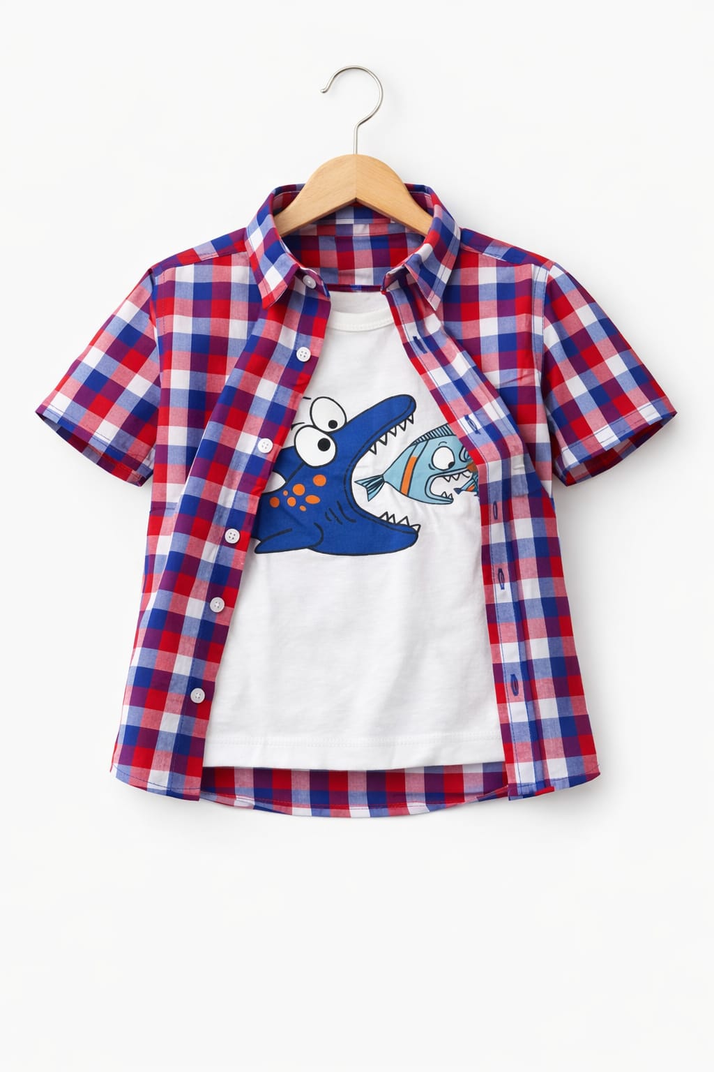 Three Fishes White Inner Multi Check D/Casual Shirt