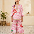 Pink Print All Over Print White Gharara Suit Girls