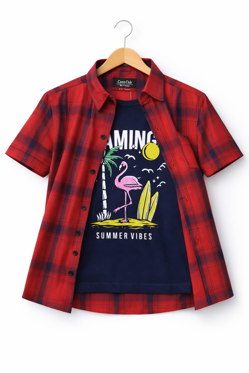 Flamingo Black Inner Carrot Check D/Casual Shirt