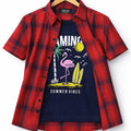 Flamingo Black Inner Carrot Check D/Casual Shirt ( R-3 ) N