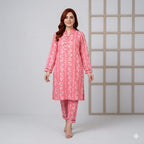 White Pattern All Over Print Pink Suit Women ( R-129 )