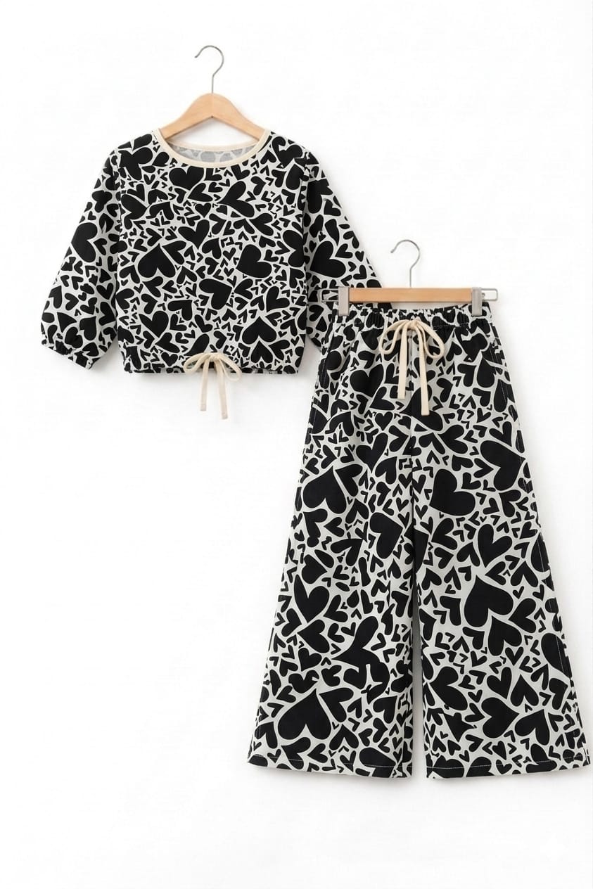 Black Heart All Over Print Full Sleeve White Skate Fish Girls ( R-452-53 )