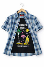 Flamingo Black Inner Gray Check D/Casual Shirt( R-457 )