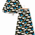 Clouds Print Full Sleeve Black Skate Fish Girls ( R-515 )