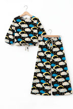 Clouds Print Full Sleeve Black Skate Fish Girls ( R-515 )