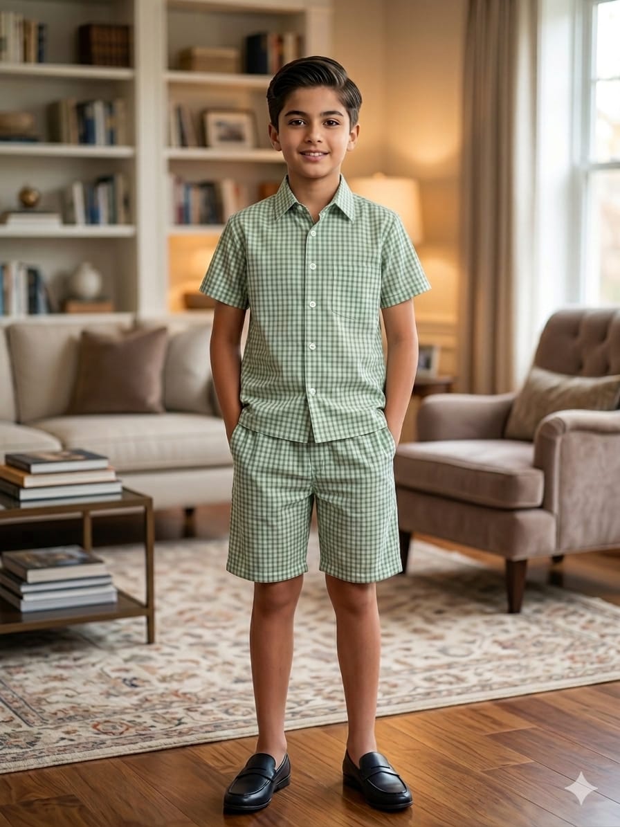 Green Check Casual Nicker Suit Boys ( R-373 )