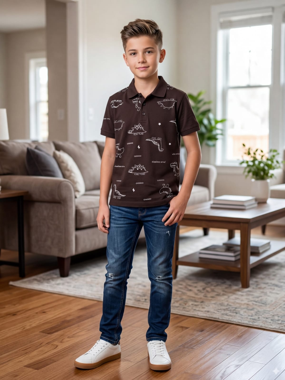 Dino Family Chocolate Collar Polo Boys ( R-181 )