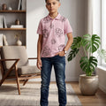 Leaves Print Baby Pink Collar Polo Boys ( R-181 )