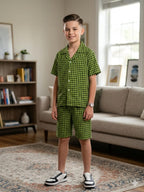 Parrot Check Collar Nicker Suit Boys ( R-373 )