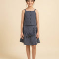 White Navy Line Sleeveless Skirt Suit Girls