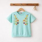 (Short Length)Both Side Embroidery Sky  T-Shirt Girls ( R-83 )