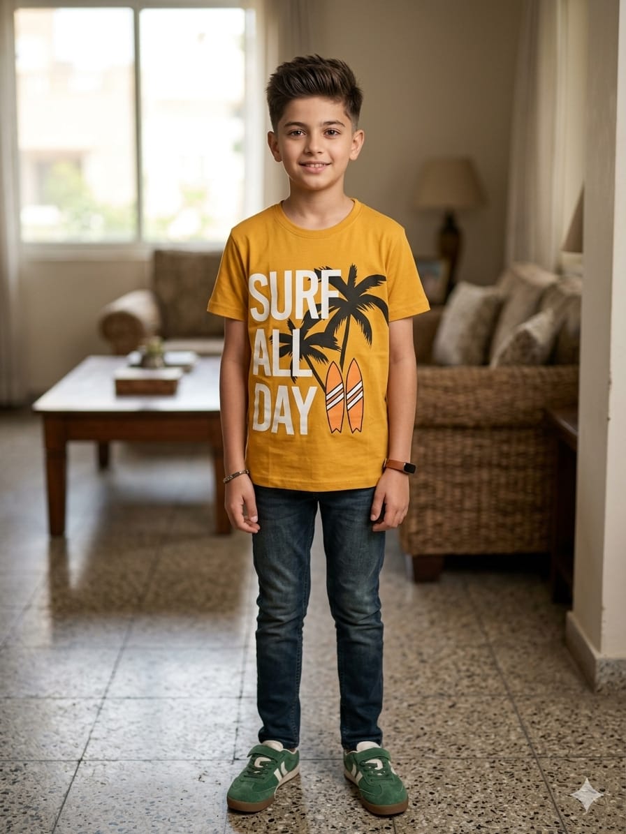 Surf All Day Mustard T-Shirt Boys ( R-395 )