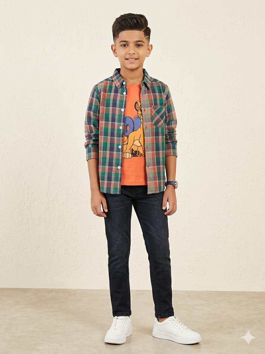 Simba Carrot Inner Full Sleeve Multi Check D/Casual Shirt