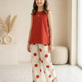 Simple Sleeveless Dark Peach Suit Girls ( R-73 N )