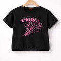 (Short Length)Amor Black Short  T-Shirt Girls