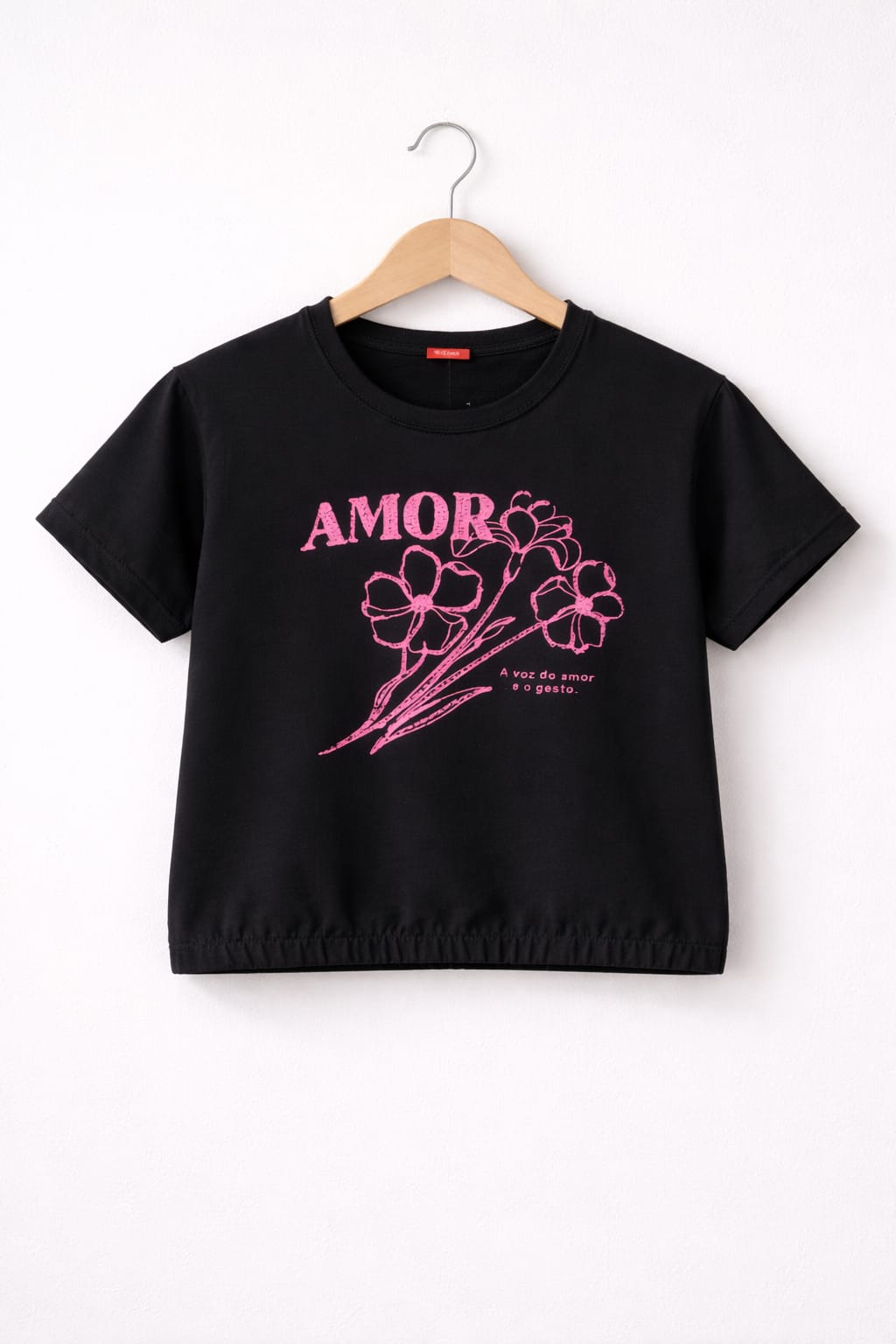 (Short Length)Amor Black Short  T-Shirt Girls