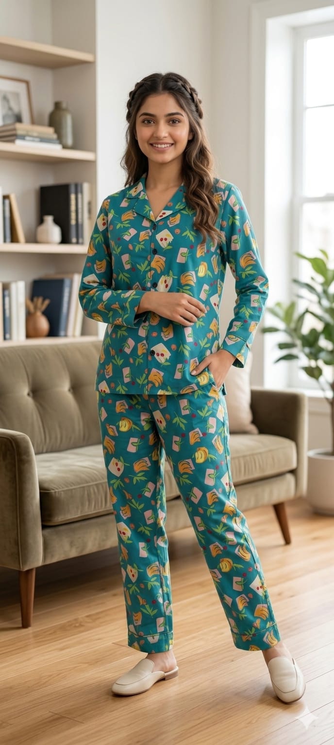 Fruit Print C-Green Night Suit(R-374N)