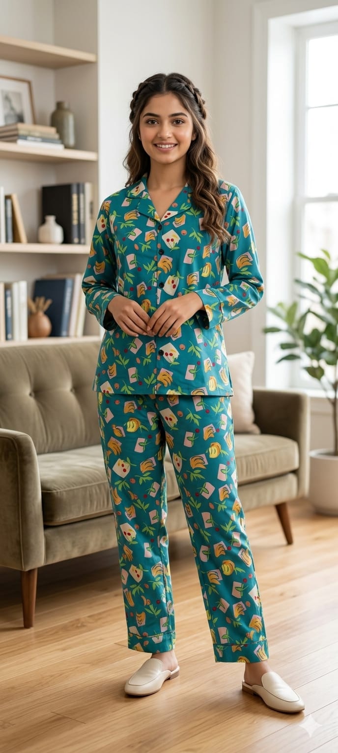 Fruit Print C-Green Night Suit(R-374N)